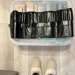 Roll up make up brush holder
